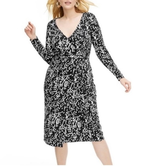 DVF Diane von Furstenberg xTarget MIDI Sea Spots Black Wrap Dress Size L… - Picture 1 of 12